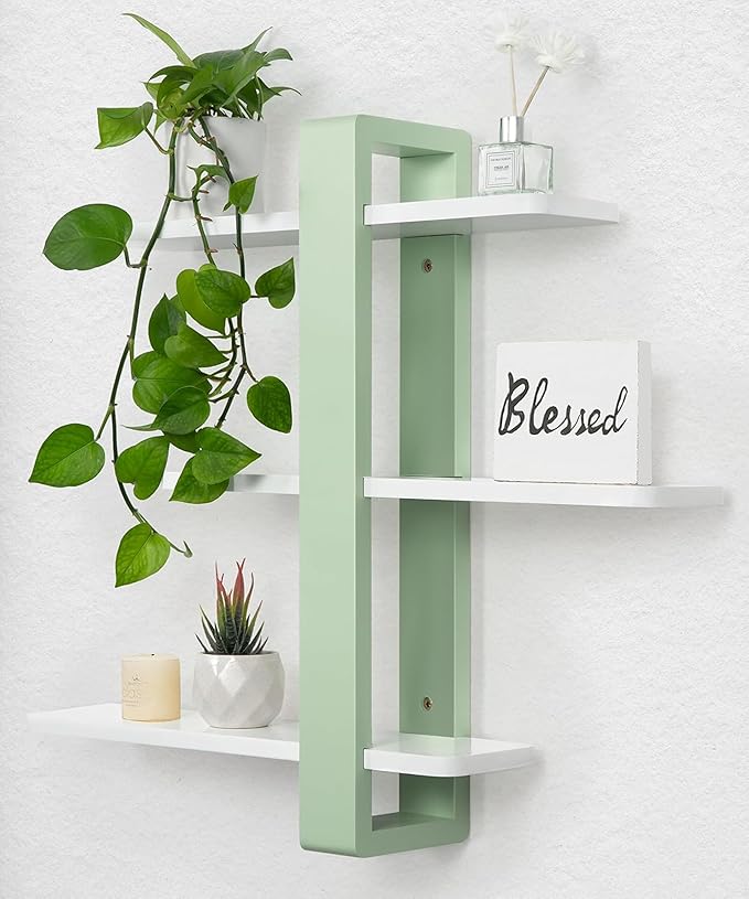 Premium wall mounted shelves 3-tier wooden unit