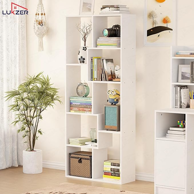 DIY Book Shelf with 8 Shelves – White Engineered Wood