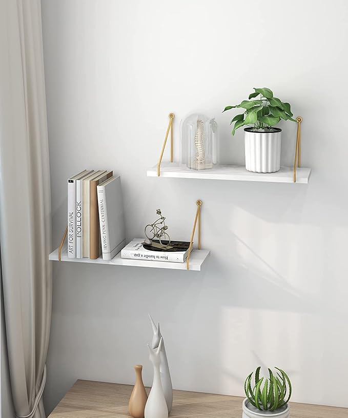 modern metallic floating wall shelves for living room and bedroom