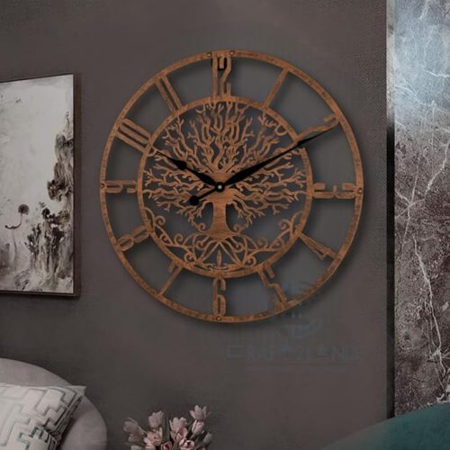A modern 16-inch designer wall clock with a unique art sculpture design