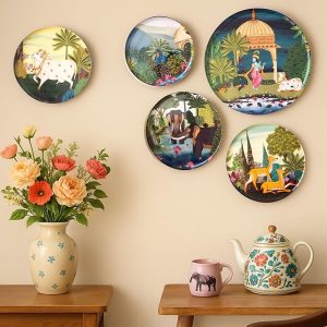 Set of 5 Dwarka Pichwai Wall Sculptures for Bedroom or Office